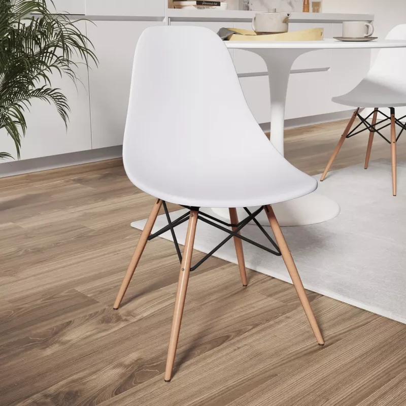 Sedia in Polipropilene Scandinavia con gambe in legno da interno