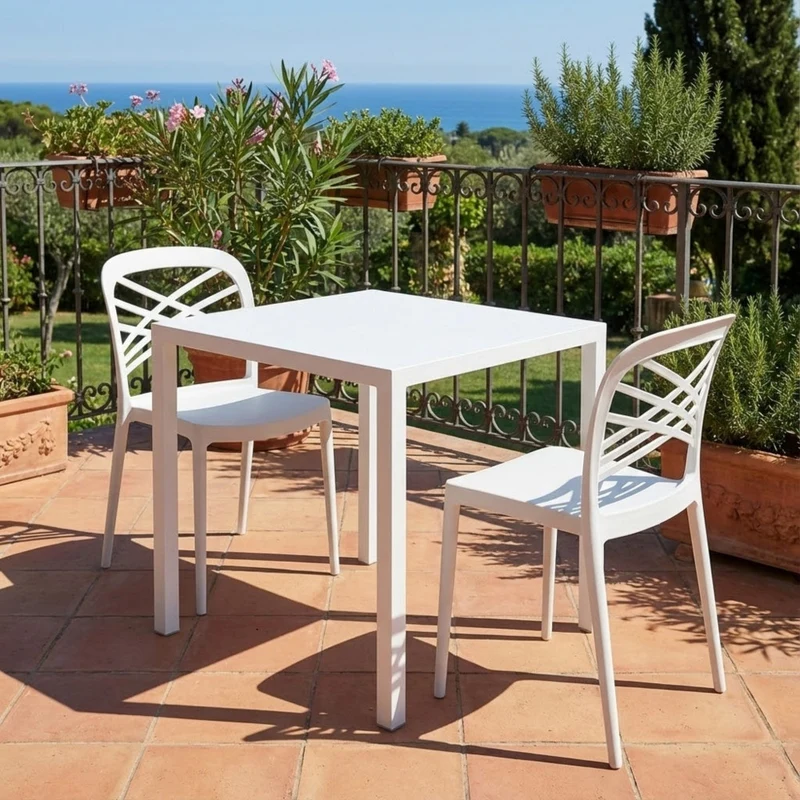 Tavolo da Giardino 1892 Autolivellante in Acciaio Bianco
