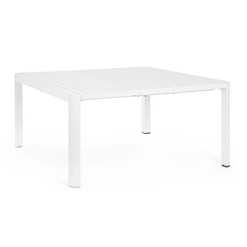 Tavolo quadrato Bianco "Keplero" allungabile per esterno e giardino, in alluminio
