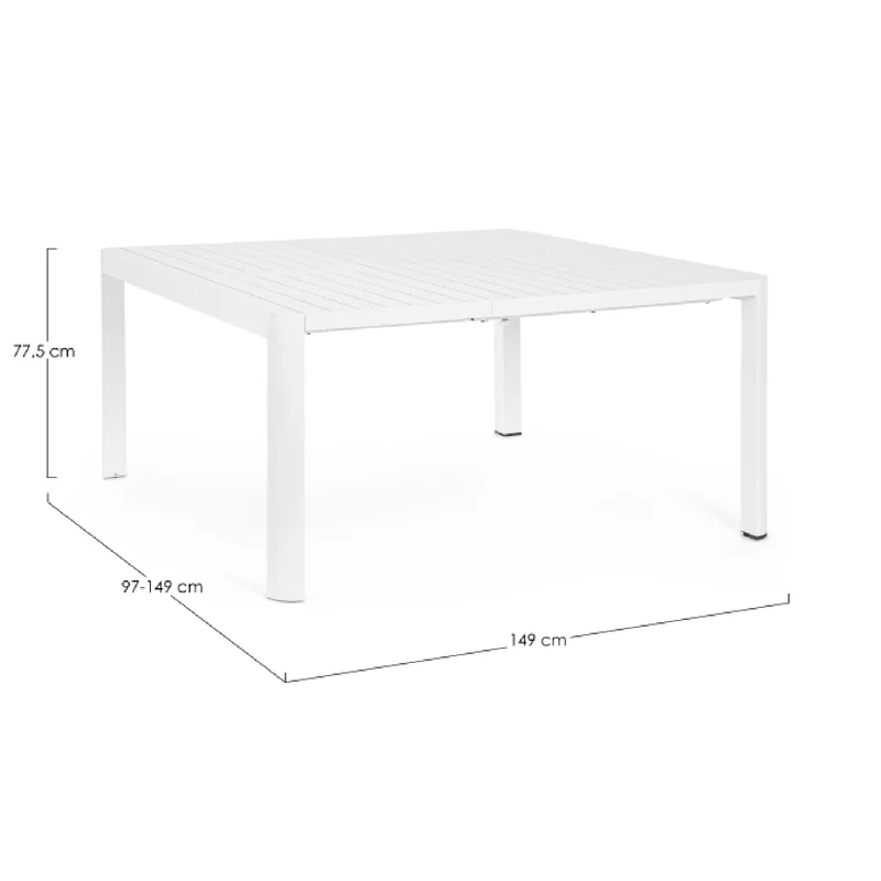 Tavolo quadrato Bianco "Keplero" allungabile per esterno e giardino, in alluminio