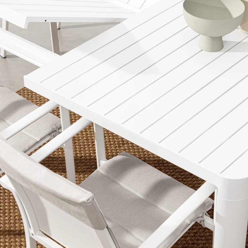 Tavolo quadrato Bianco "Keplero" allungabile per esterno e giardino, in alluminio