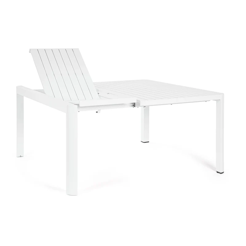 Tavolo quadrato Bianco "Keplero" allungabile per esterno e giardino, in alluminio