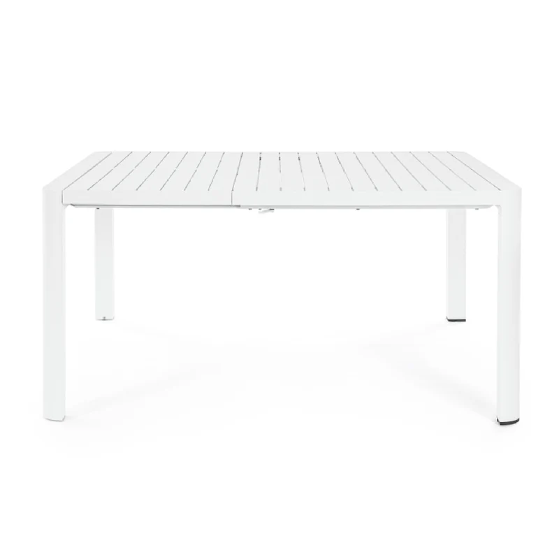 Tavolo quadrato Bianco "Keplero" allungabile per esterno e giardino, in alluminio
