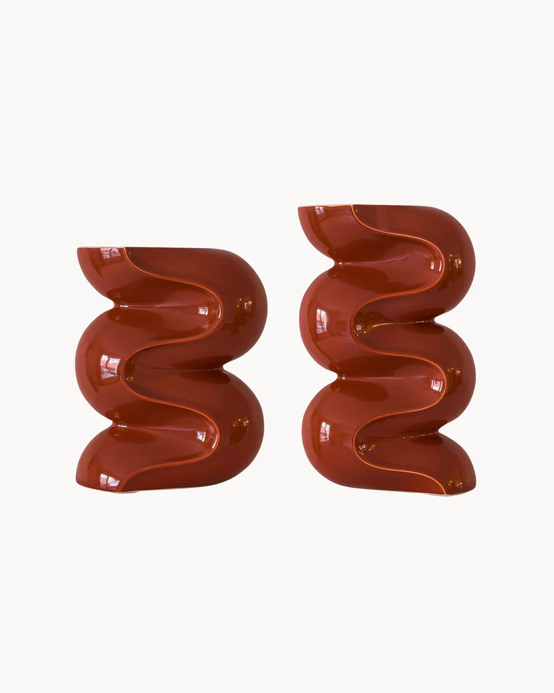 Set 2 portacandele in ceramica Ganache