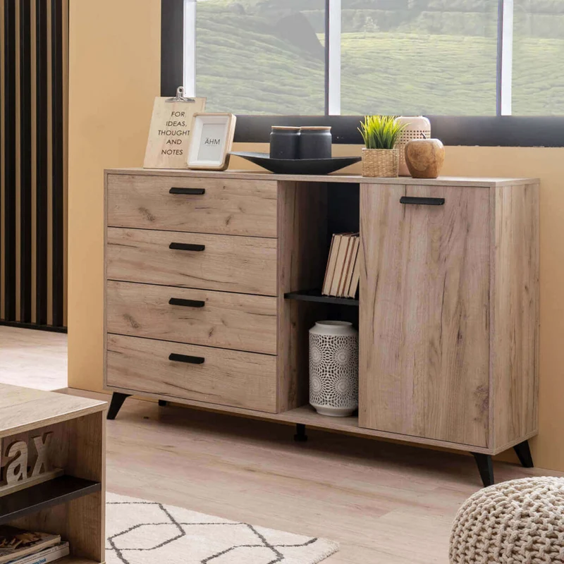 Credenza Umbria in Truciolare Bilaminato Rovere Grigio