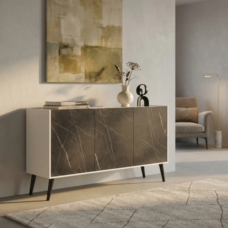 Credenza MK801522 in Truciolare Bilaminato Effetto Marmo