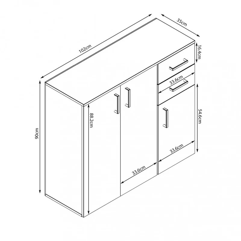 Credenza Flexi MK801510 in Truciolare Bilaminato Rovere Chiaro
