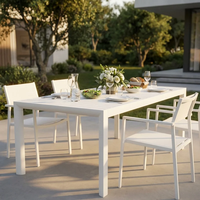 Tavolo da Giardino Houston Allungabile in Alluminio Bianco