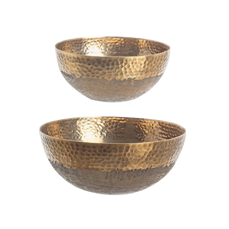 Set 2 ciotola decorativa hammel oro in alluminio artigianale