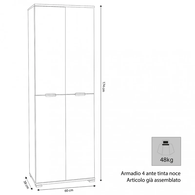 Armadio MR805055 in Truciolare Bilaminato Rovere Grigio