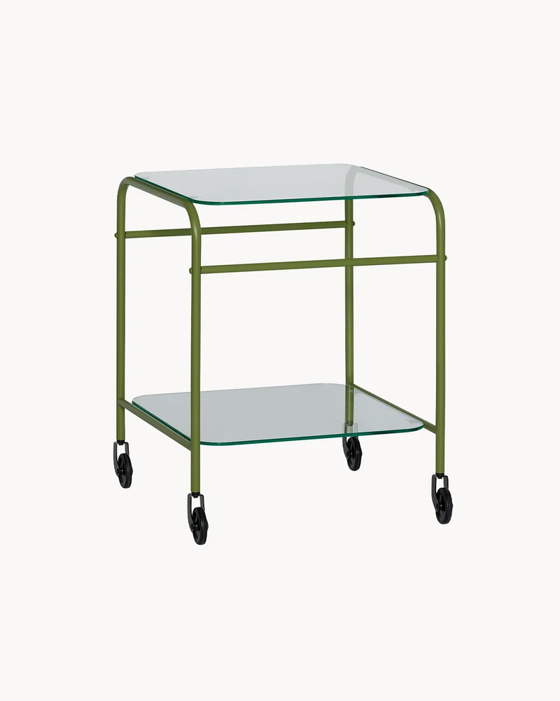 Carrello portaoggetti in vetro e metallo Zephyr