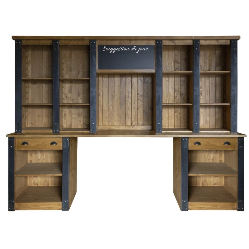 Mobile Retro Bar Industriale con Lavagna in Abete e Rovere