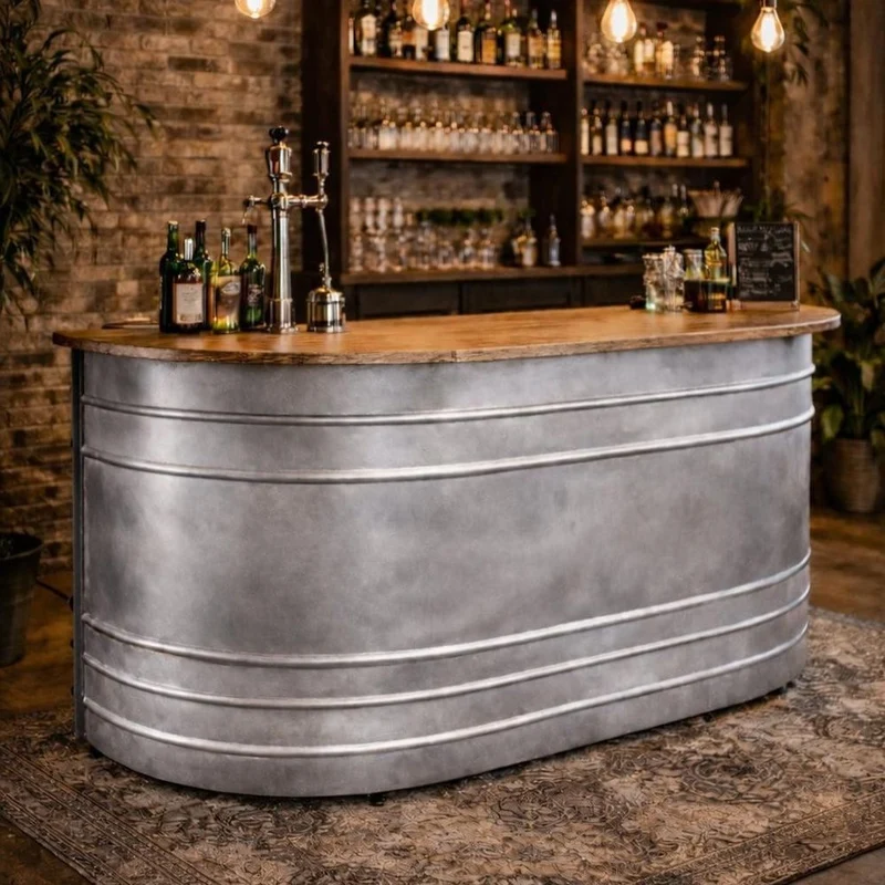 Bancone Bar in Lamiera Zincata stile Industrial Vintage