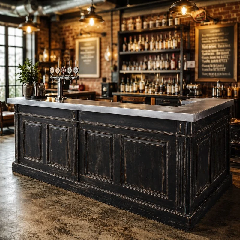 Bancone Bar Bistrot Angolare Rustico Shabby Chic