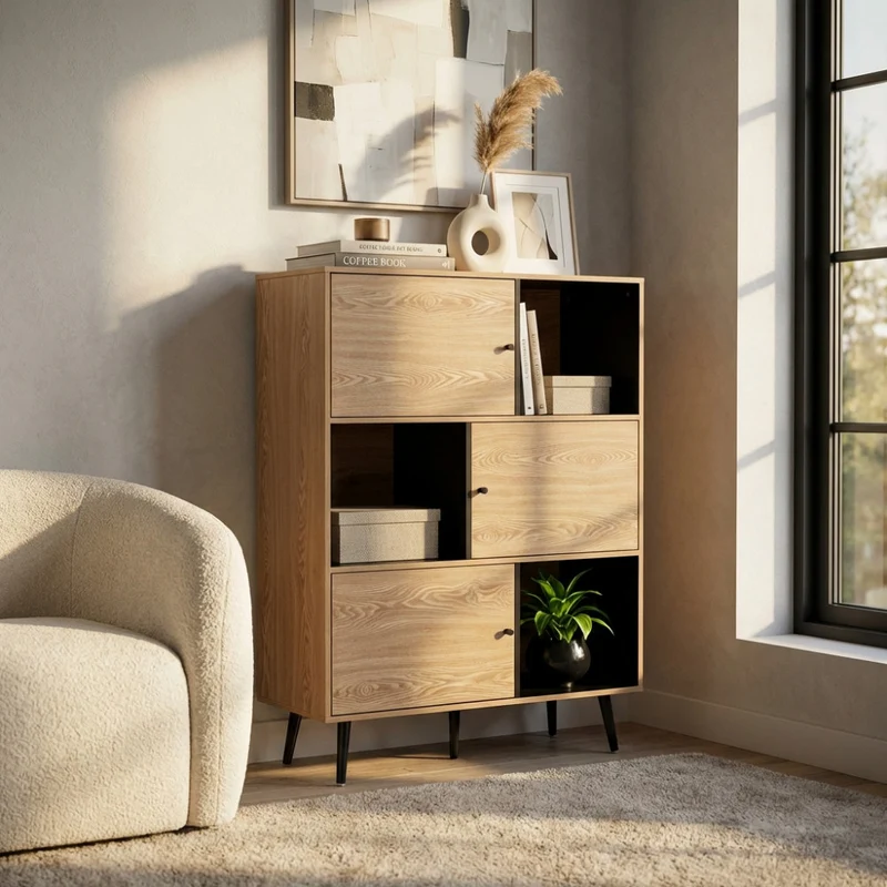 Credenza Elwood in Truciolare Bilaminato Bicolore