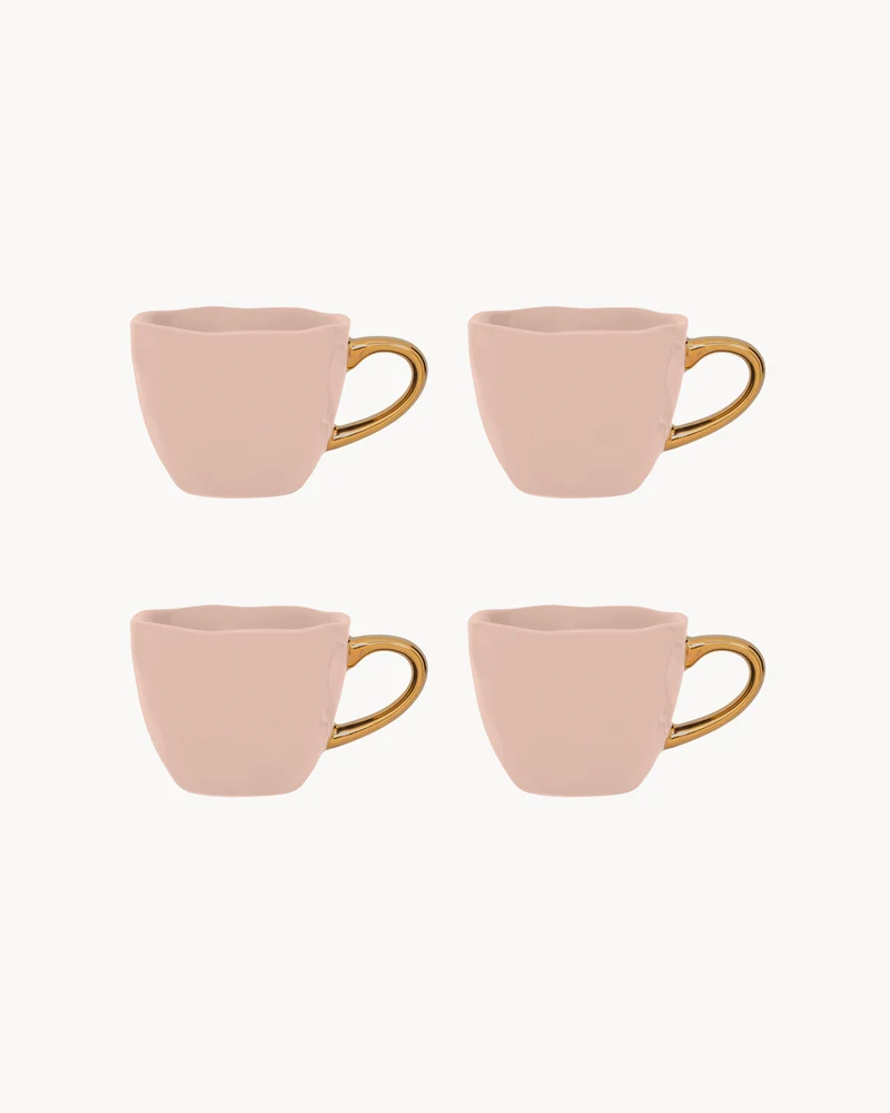 Set 4 tazzine in ceramica con manico oro Good Morning
