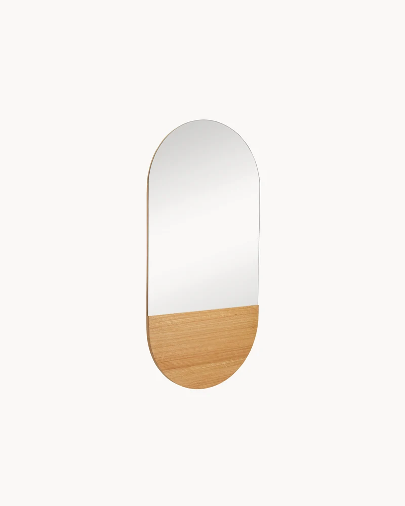 Specchio ovale in legno di quercia Crescent