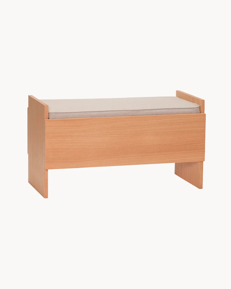 Panca in legno di rovere con contenitore e cuscino Forma