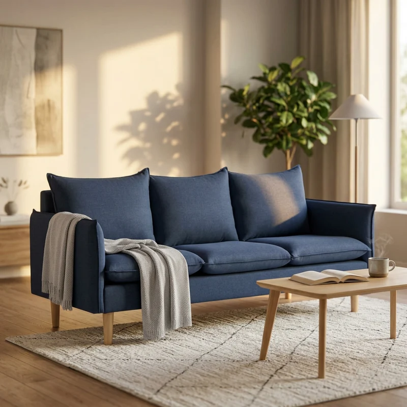 Divano 3 Posti Florin in Tessuto Premium Blu