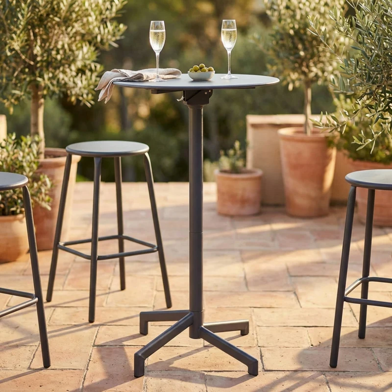 Tavolo Alto da Giardino Vega in Acciaio Grigio Scuro