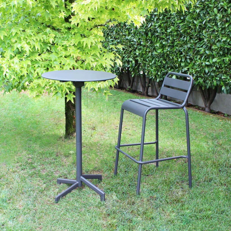 Tavolo Alto da Giardino Vega in Acciaio Grigio Scuro