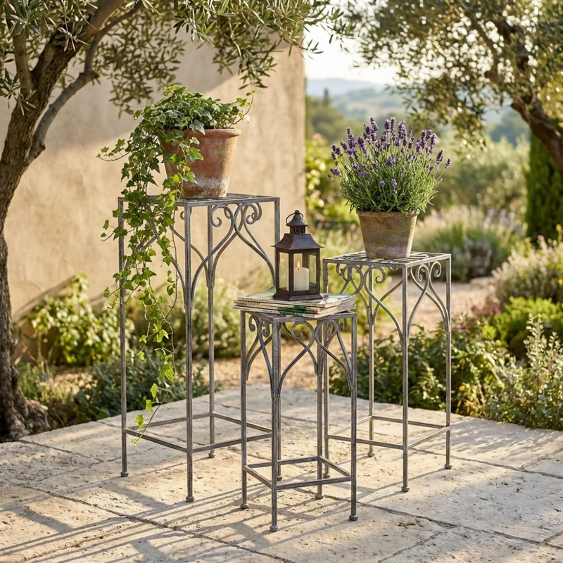 Set Fioriere Vincent in Acciaio Bianco Ossidato