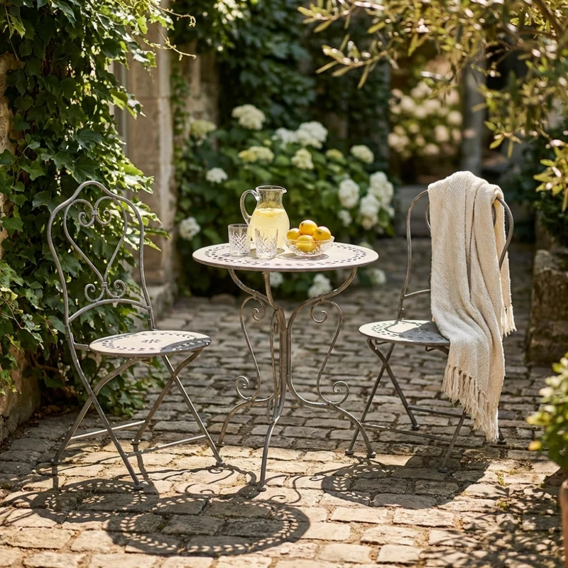 Set Bistrot Jeanette in Acciaio Bianco Ossidato