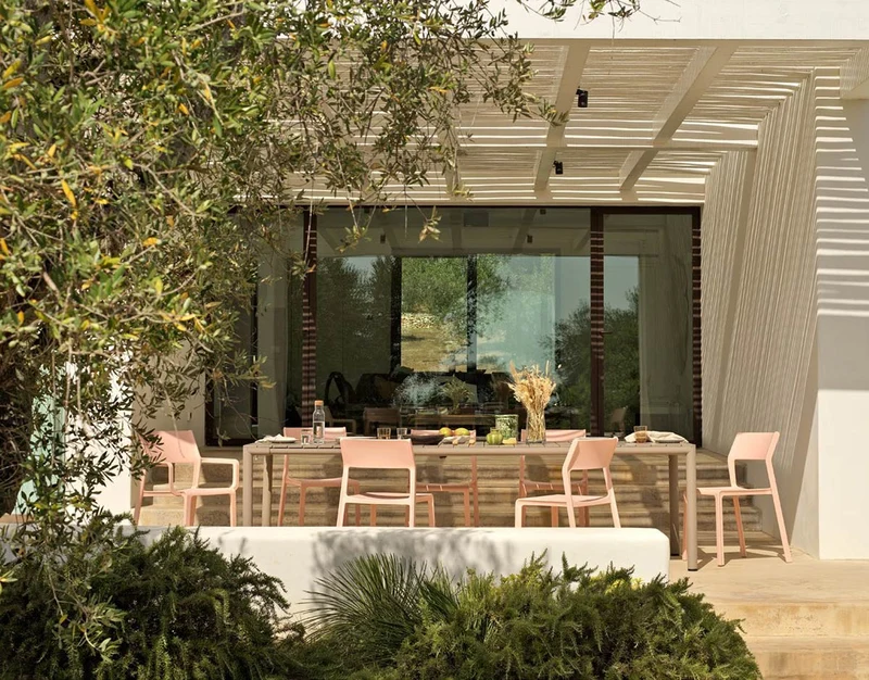 Tavolo allungabile "Tevere" in Polipropilene e alluminio, da giardino "Made In Italy"