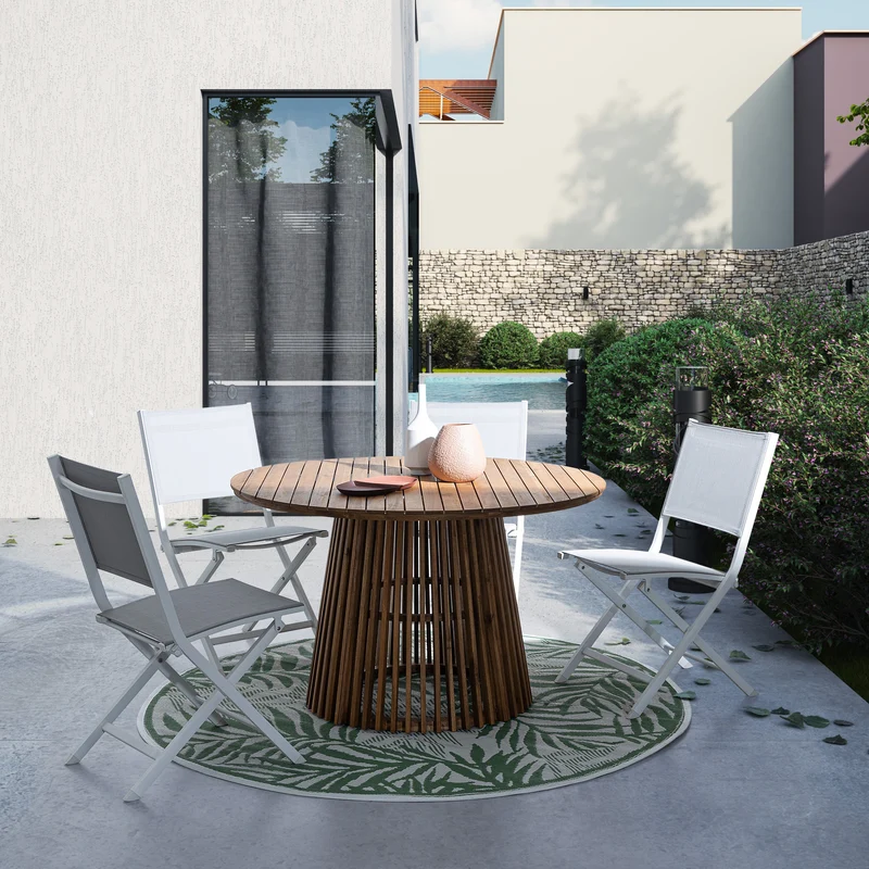 Tavolo "Rodano" in legno di acacia tondo Ø 120 cm per esterno ed interno