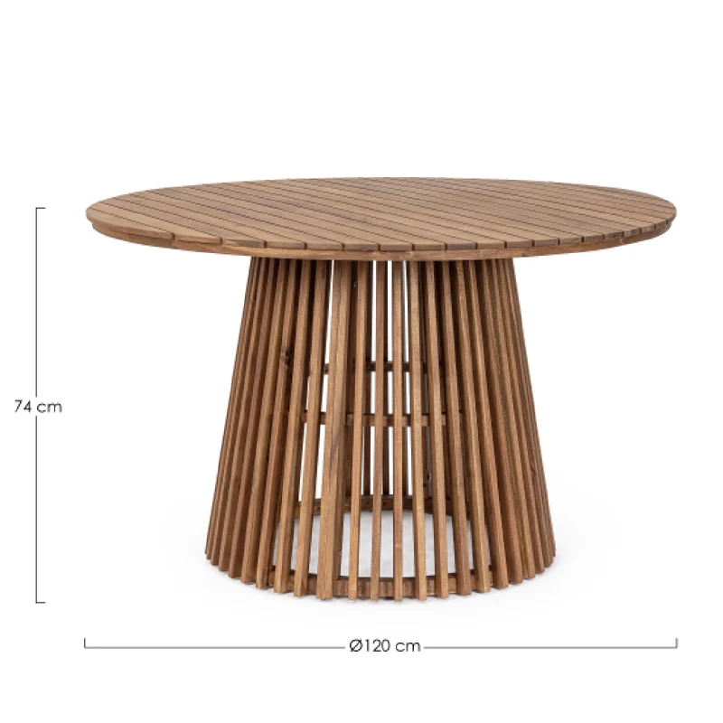 Tavolo "Rodano" in legno di acacia tondo Ø 120 cm per esterno ed interno