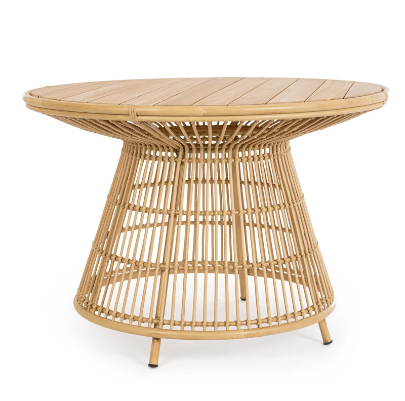 Tavolo "Adelma" in alluminio verniciato a polvere effetto rattan Ø 110 cm