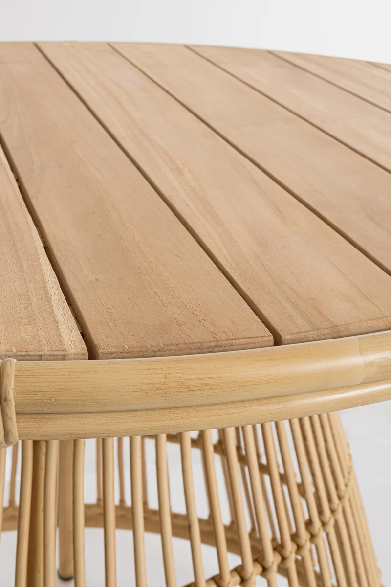 Tavolo "Adelma" in alluminio verniciato a polvere effetto rattan Ø 110 cm