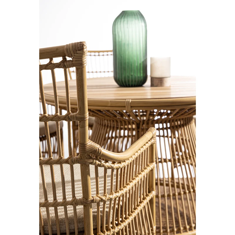 Tavolo "Adelma" in alluminio verniciato a polvere effetto rattan Ø 110 cm