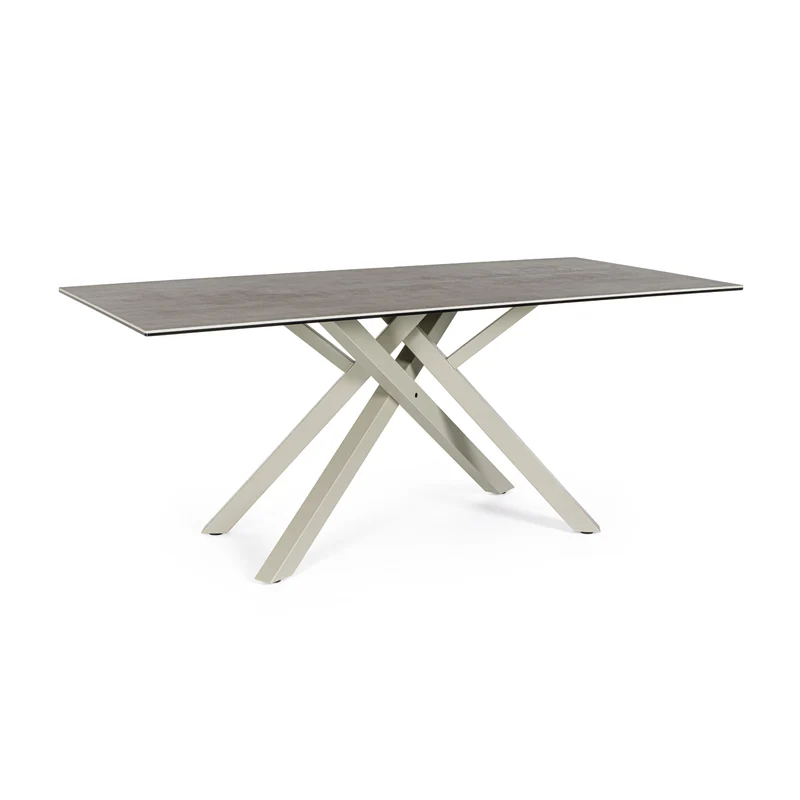 Tavolo "Sean" in ceramica e acciaio per esterno e interno da 180 x 90 cm