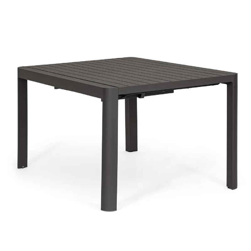 Tavolo in alluminio Antracite quadrato allungabile "Kiplin" 149 X 97/149 cm