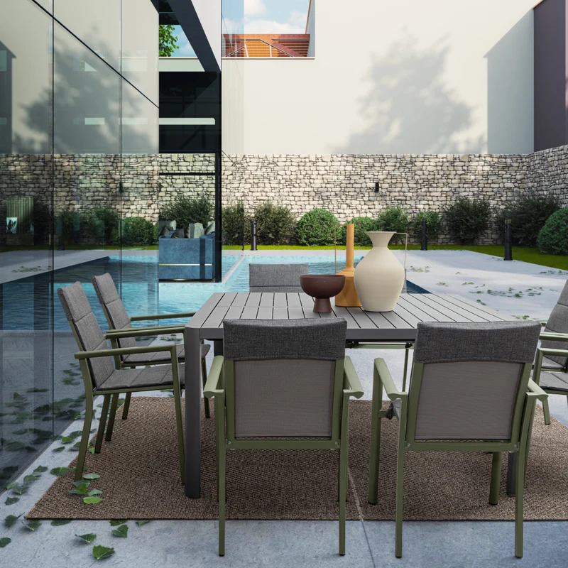 Tavolo in alluminio Antracite quadrato allungabile "Kiplin" 149 X 97/149 cm