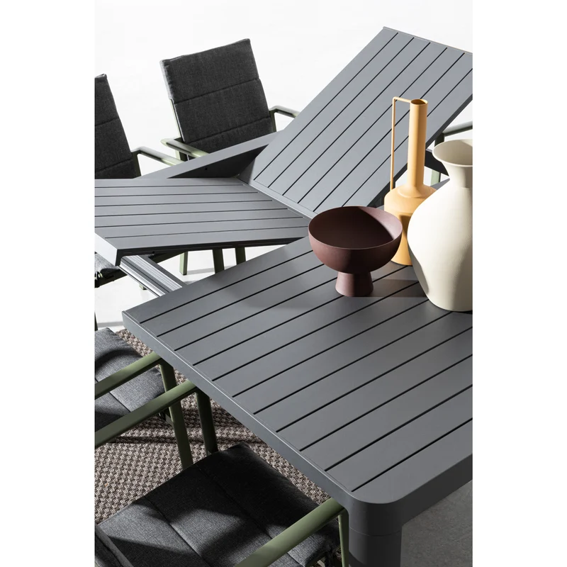 Tavolo in alluminio Antracite quadrato allungabile "Kiplin" 149 X 97/149 cm