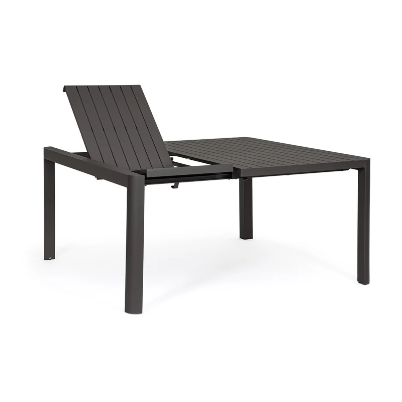 Tavolo in alluminio Antracite quadrato allungabile "Kiplin" 149 X 97/149 cm