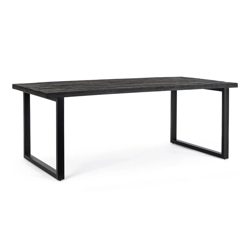 Tavolo "Hastings" nero in legno di mango e acciaio per interno ed esterno