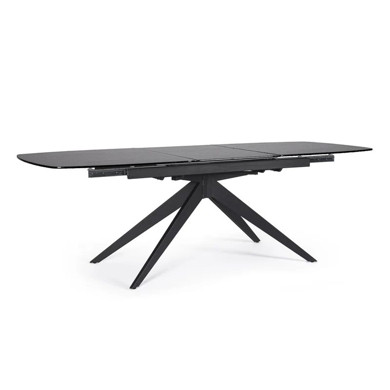 Tavolo allungabile "Anja" in vetro e legno d'abete per sala da pranzo 180-240 x 90 cm