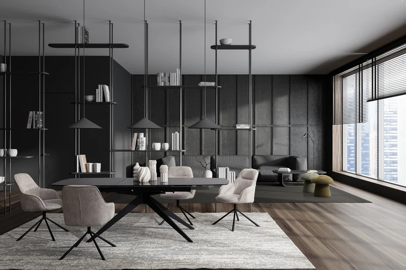 Tavolo allungabile "Anja" in vetro e legno d'abete per sala da pranzo 180-240 x 90 cm