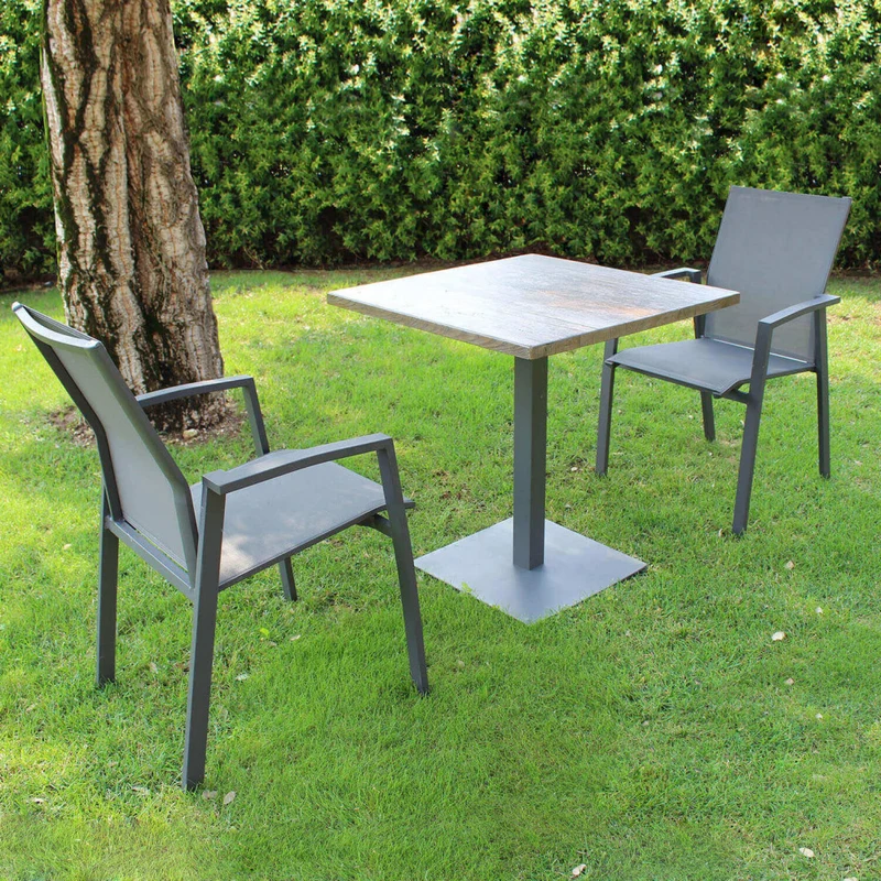Piano Tavolo da Giardino Paxos 70x70 con Finitura Effetto Legno