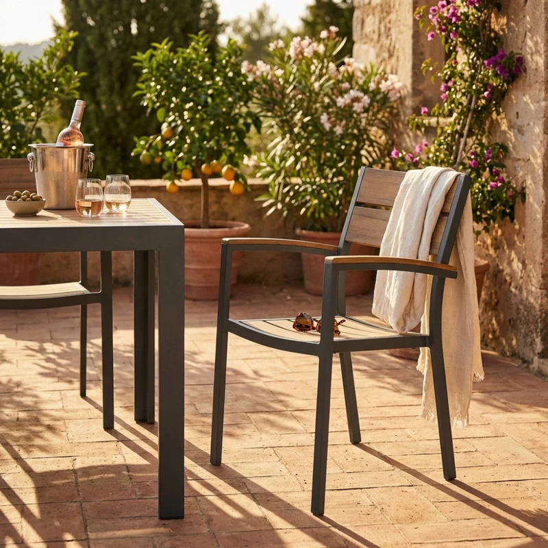 Poltrona CAYMAN in Alluminio e Polywood Taupe