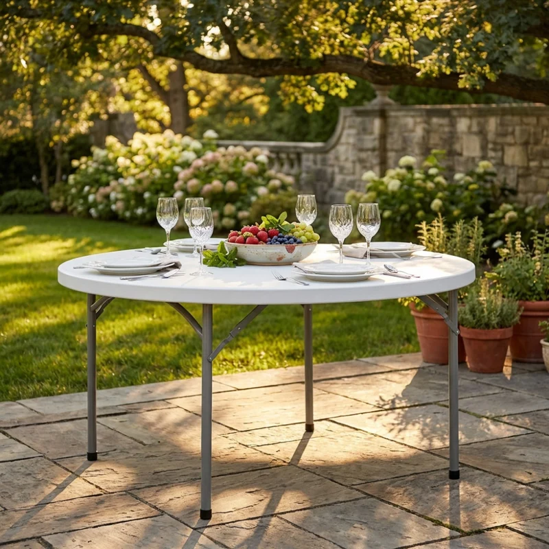 Tavolo da Catering CT804550 in Metallo Bianco
