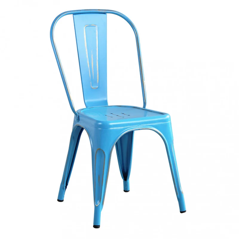 Sedia Lola in Acciaio Finitura Azzurro Antico