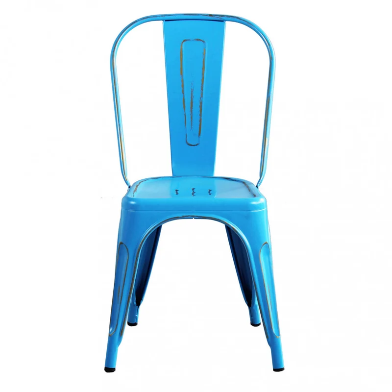 Sedia Lola in Acciaio Finitura Azzurro Antico