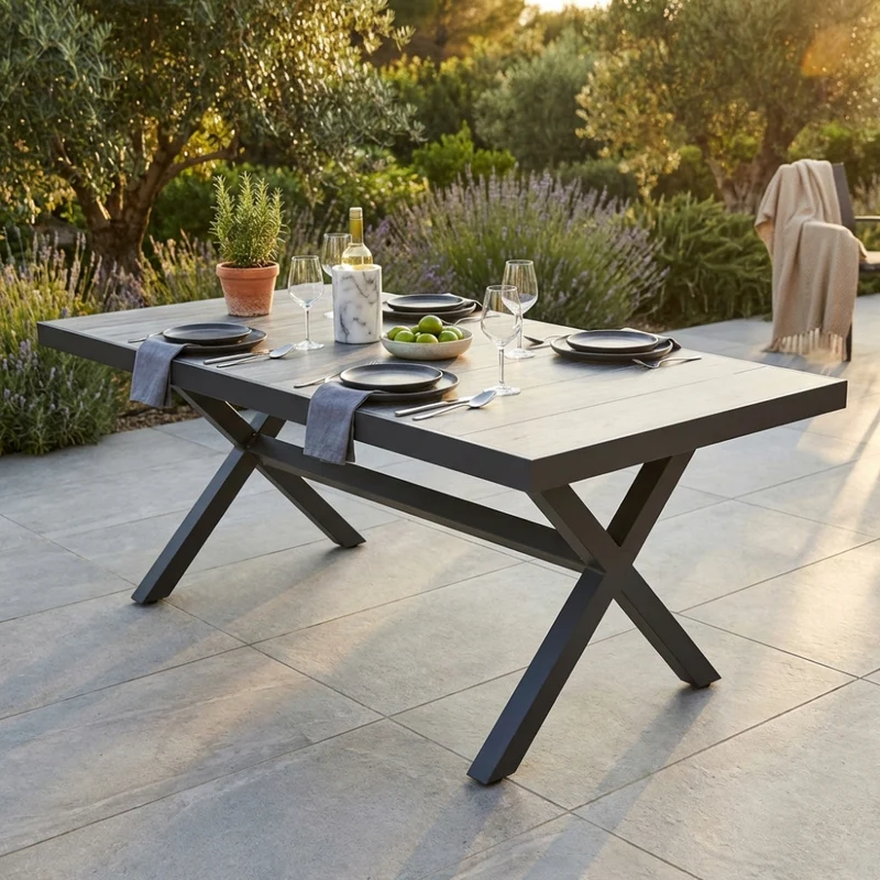 Tavolo da Giardino Mackay in Alluminio e Gres Antracite