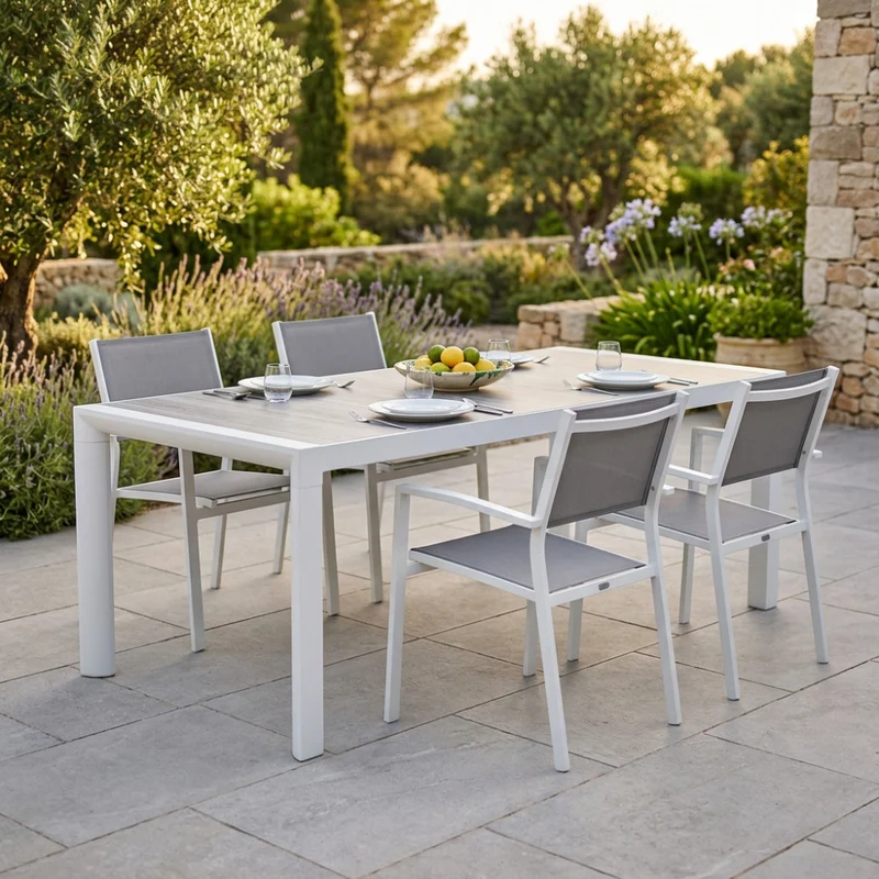 Tavolo da Giardino Carson in Alluminio Bianco