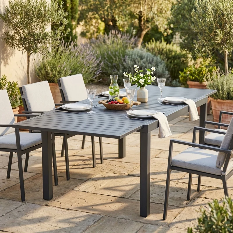 Tavolo da Giardino Formentera Allungabile in Alluminio Antracite
