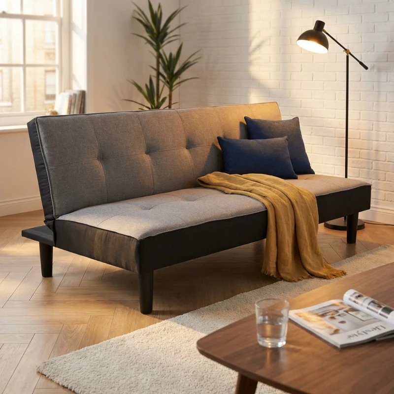 Divano Letto Alvin in Tessuto Grigio
